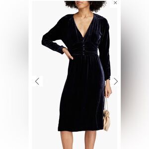 BA&SH dark blu velvet midi dress size XS